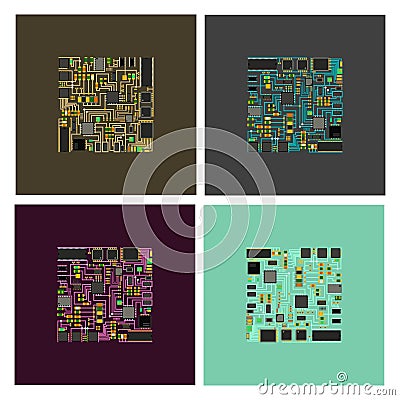 Computer chip technology processor circuit motherboard information system vector illustration Vector Illustration