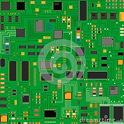 Computer chip technology processor circuit motherboard information system vector illustration Vector Illustration