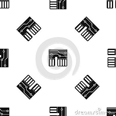 Computer chipset pattern seamless black Vector Illustration