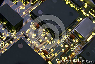 High Tech Electronic Binary Code Digital Circuit Board Fiber Optic Technology Connectivity Communication Cyberspace Cyber World Stock Photo