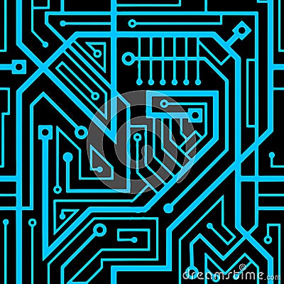 Computer circuit board seamless pattern Stock Photo