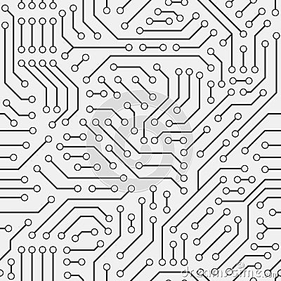 Computer circuit board. Seamless pattern. Vector Illustration