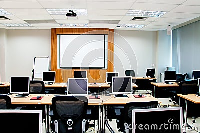 Computer classroom Stock Photo
