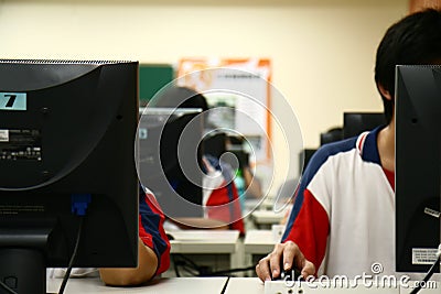 Computer classroom Stock Photo