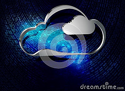 Computer cloud on blue background Vector Illustration