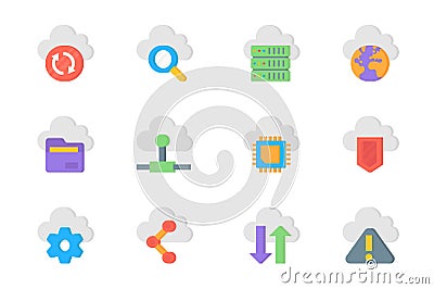 Computer cloud 3d icons set. Vector elements for mobile app and web design Vector Illustration