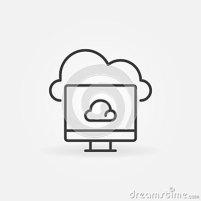 Computer with Cloud linear icon. Vector Cloud Computing symbol Vector Illustration