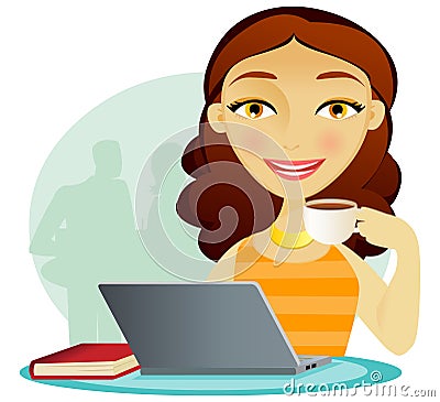 Computer coffee break Vector Illustration