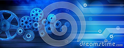 Innovation Computer Data Cogs Technology Banner Background Stock Photo