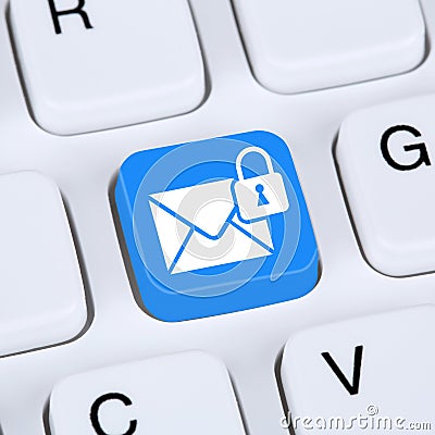 Computer concept sending encrypted E-Mail protection secure mail Stock Photo