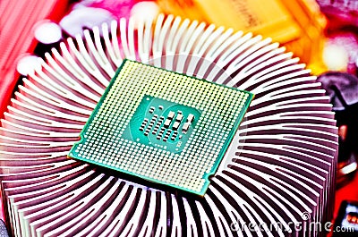Computer cpu (central processor unit) chip Stock Photo