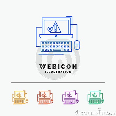 Computer, crash, error, failure, system 5 Color Line Web Icon Template isolated on white. Vector illustration Vector Illustration