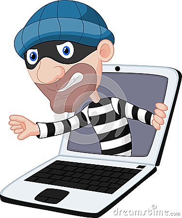 Computer crime cartoon Vector Illustration