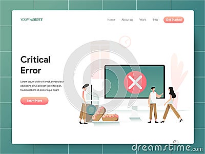 Computer Critical Error Illustration Concept. Modern design concept of web page design for website and mobile website.Vector Cartoon Illustration