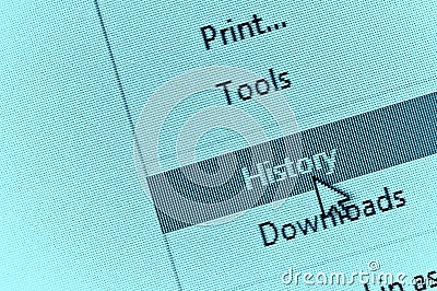 Computer cursor pointing to internet browser history in drop dow Stock Photo
