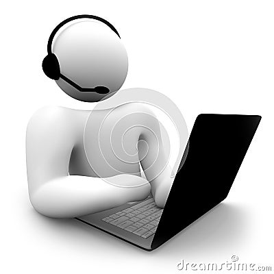 Computer Customer Support Person Stock Photo