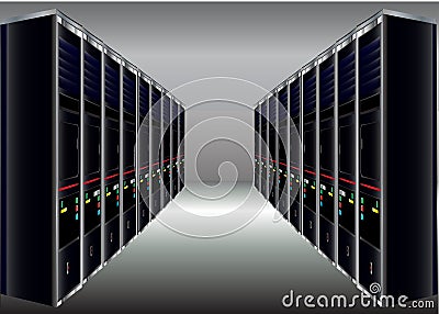 Computer Data Centre Vector Illustration