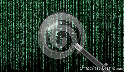 Computer data with magnifying glass Stock Photo