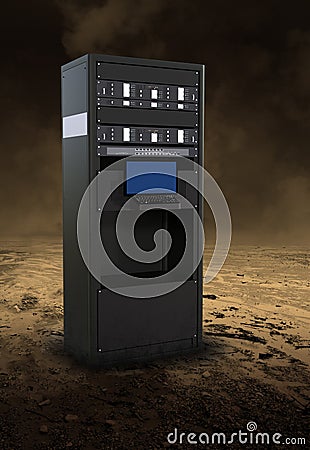Computer Data Server, Technology, Desolate Desert Stock Photo