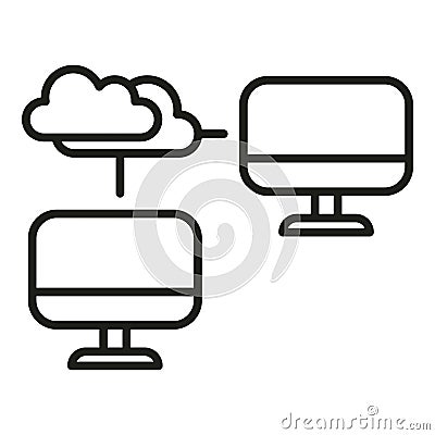 Computer data transfer icon outline vector. Station work Vector Illustration