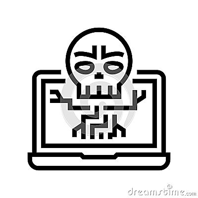 computer death programm line icon vector illustration Cartoon Illustration