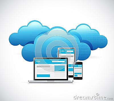 computer design network cloud computing Cartoon Illustration