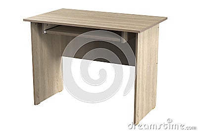 Computer Desk Chipboard Oak Home Office Table Furniture Stock Photo