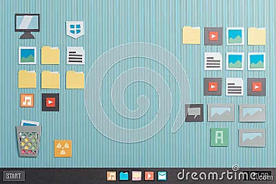 Computer desktop interface with icons Stock Photo