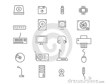 Computer devices Icon Set Vector Illustration