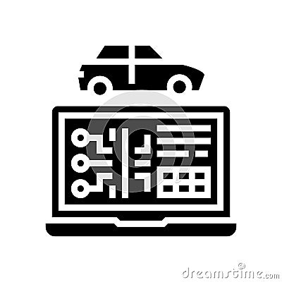 computer diagnostics glyph icon vector isolated illustration Cartoon Illustration