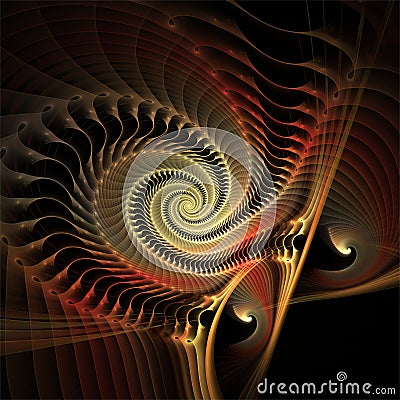 Computer digital fractal art abstract fractals dark red plastic 3D spiral Stock Photo