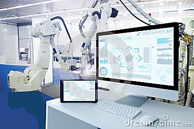 Futuristic smart factory. Stock Photo