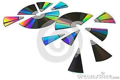 Computer disks cut up for sharing Stock Photo