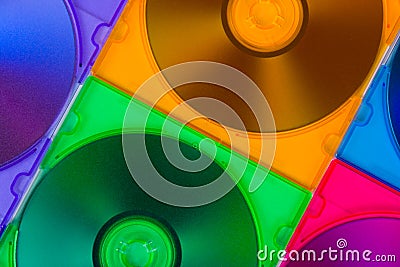 Computer disks in multiciolored boxes Stock Photo