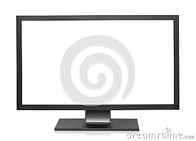 Computer display with blank white screen. Stock Photo