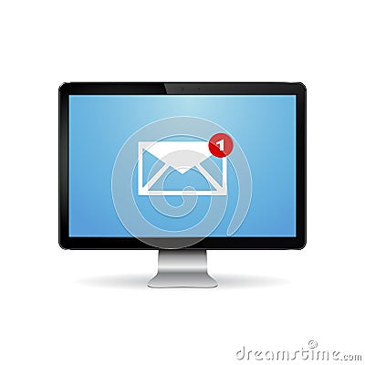 Computer display with email letter on screen Vector Illustration