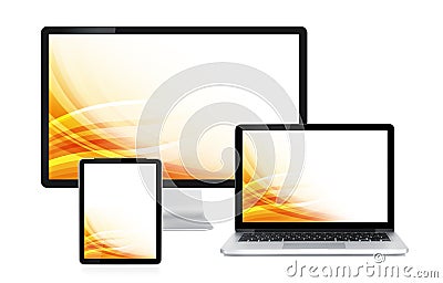 Computer display, laptop and tablet Stock Photo