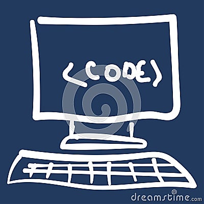 Computer display, program code Vector Illustration