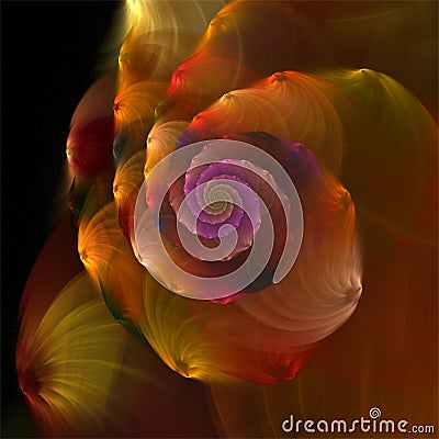 Computer ditigal fractal art, abstract fractals, delicate orange cotton wool flower Stock Photo
