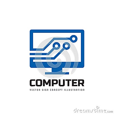 Computer electronic - logo template concept illustration. Abstract monitor icon. Modern technology network sign. Vector Illustration