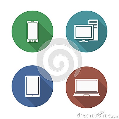 Computer electronics icons set Vector Illustration