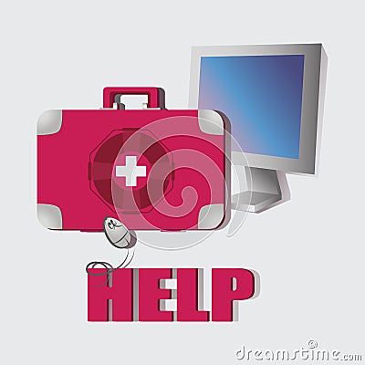 Computer emergency support. Vector Illustration