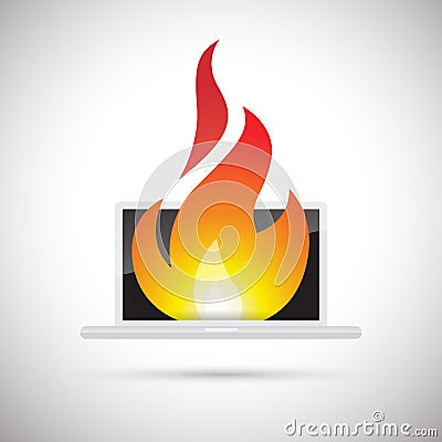 Computer Fire Vector Illustration