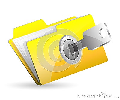 Computer folder with key Vector Illustration