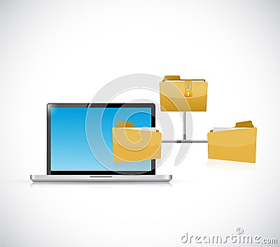 Computer and folder network illustration design Cartoon Illustration