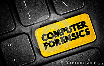 Computer Forensics text button on keyboard, concept background Stock Photo