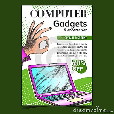 Computer Gadgets Creative Advertise Banner Vector Vector Illustration