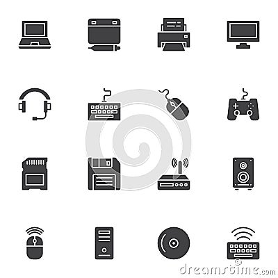 Computer gadgets vector icons set Vector Illustration