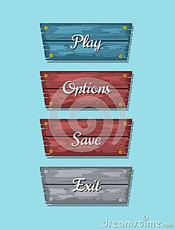 Computer game menu interface cartoon collection Vector Illustration