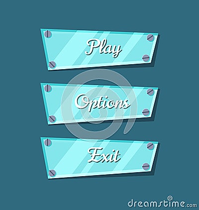 Computer game menu interface cartoon collection Vector Illustration